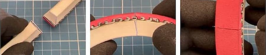 Srovnáme spirály obou nových konců a zasuneme spirály jednu do druhé. Na závěr spojíme spirály zasunutím čepu.